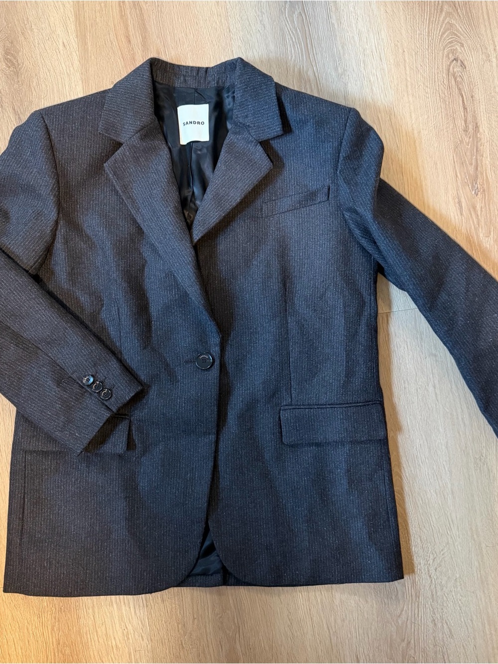 Sandro Women's Charcoal Gray Single-Button Blazer